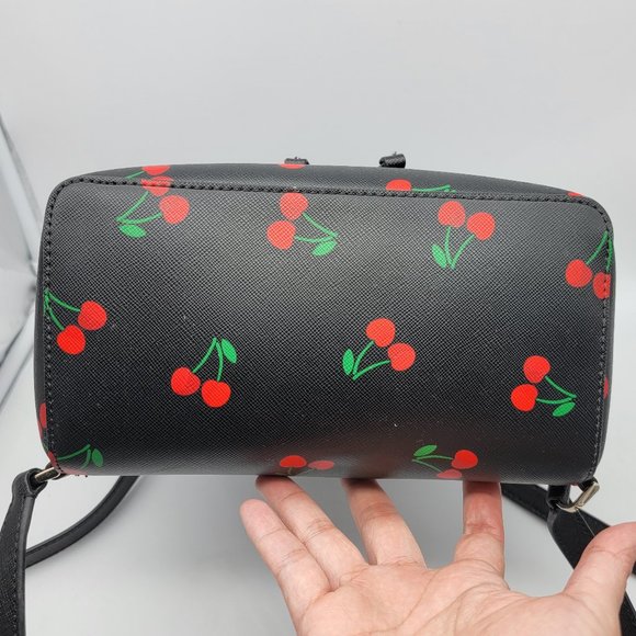 Kate Spade Lizzie Tossed Cherry Printed Medium Flap Backpack K6390 Black Multi main image 6